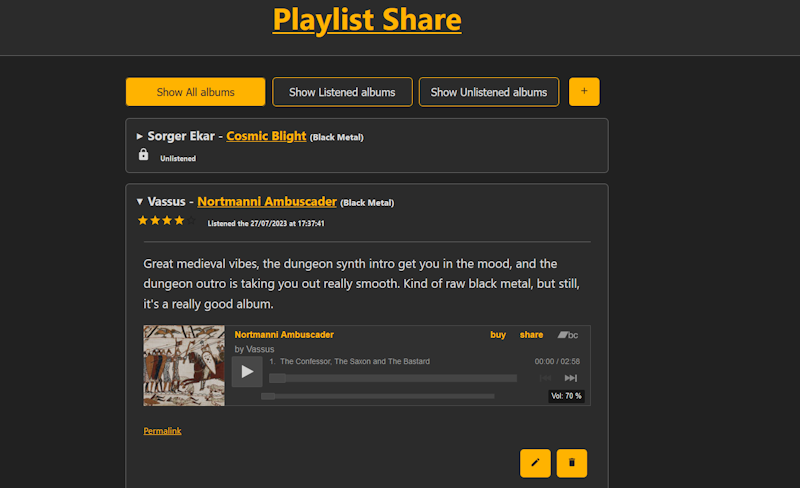 Screenshot of Playlist Share